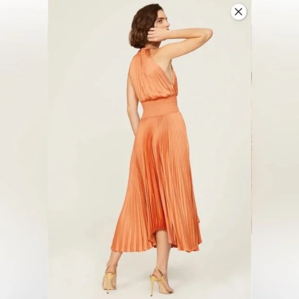 A.L.C. Renzo II Satin Sleeveless Pleated Midi Dress - Picture 2 of 6